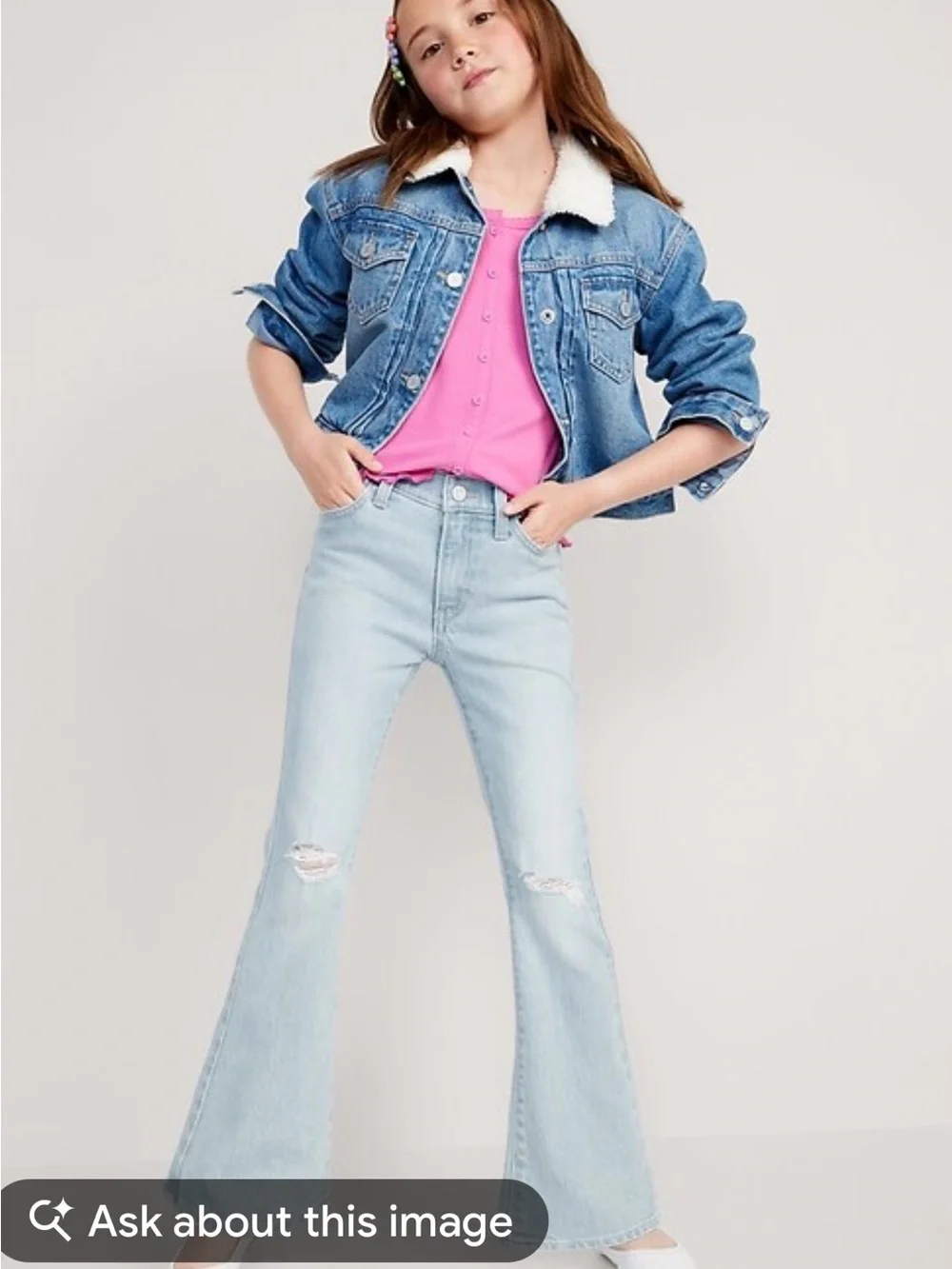 Old Navy Light Blue Flare Jeans with Knee Distressed NWT Sz 6